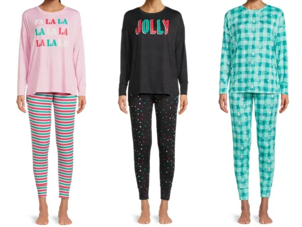 Jaclyn Women's Holiday Long Sleeve T-Shirt and Joggers Pajama Set 