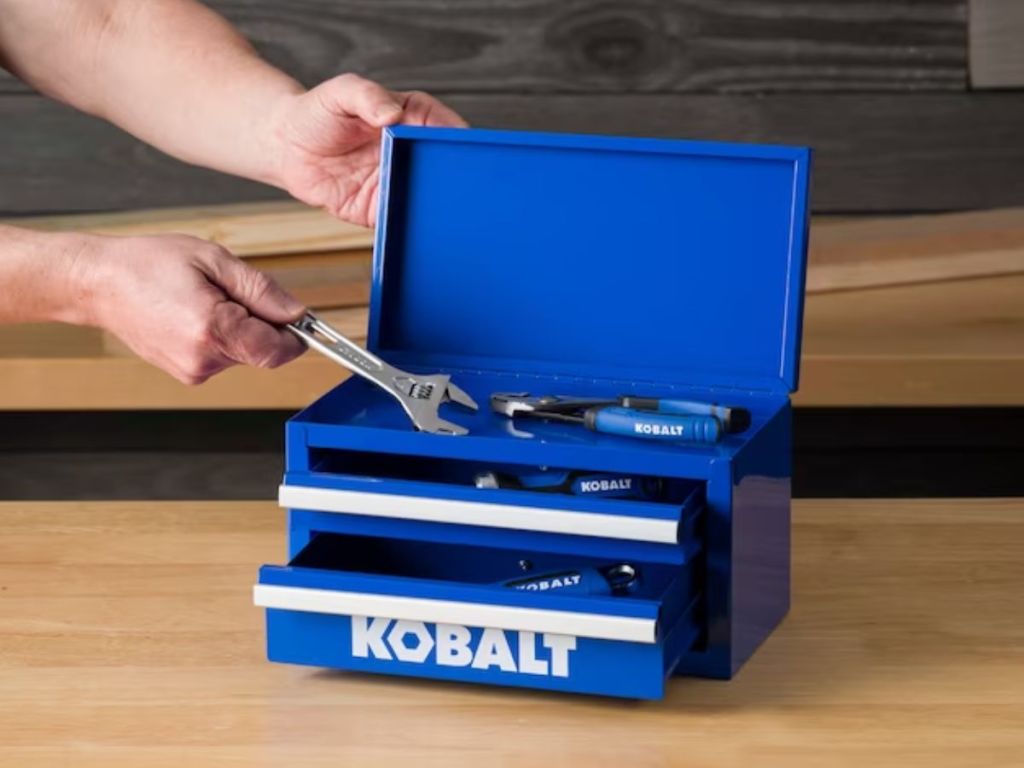 Kobalt Mini 10.83-in Friction 2-Drawer Steel Tool Box - Blue, Pink, Black or White