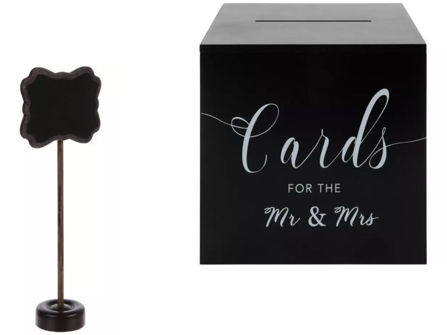 Stock images of a placecard holder and a card box for weddings