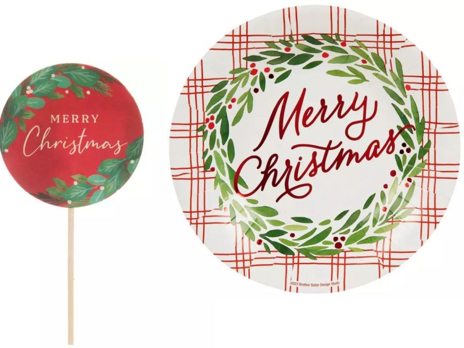 Stock images of Christmas cupcake toppers and paper plates