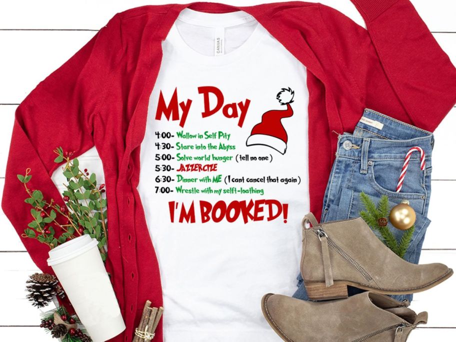 Grinch-Inspired I'm Booked Christmas Graphic Tee