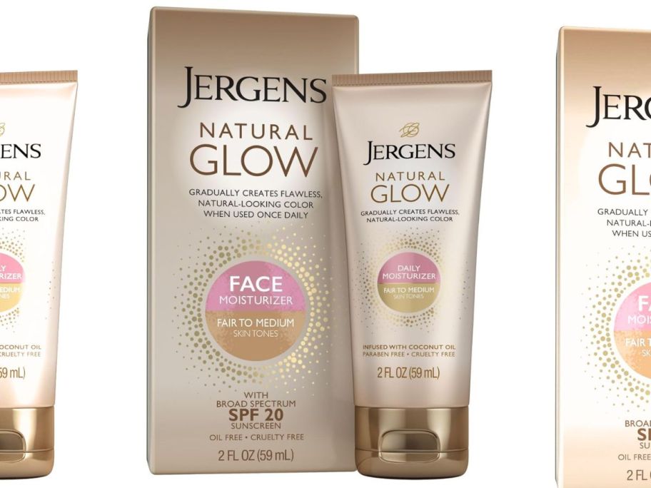 Jergens Natural Glow Face Self Tanner Body Glow Lotion 2oz stock image