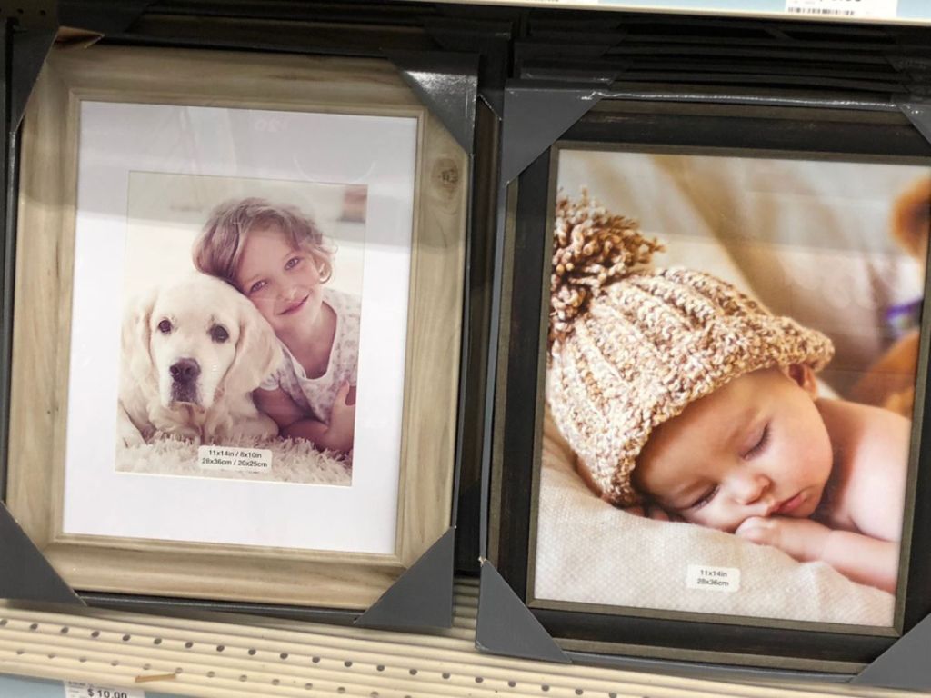 Picture frames on the shelf at a store