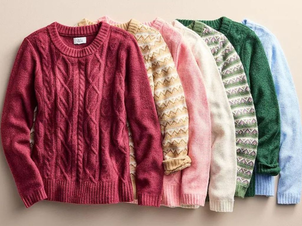 a Kohl's sweater in 6 colors
