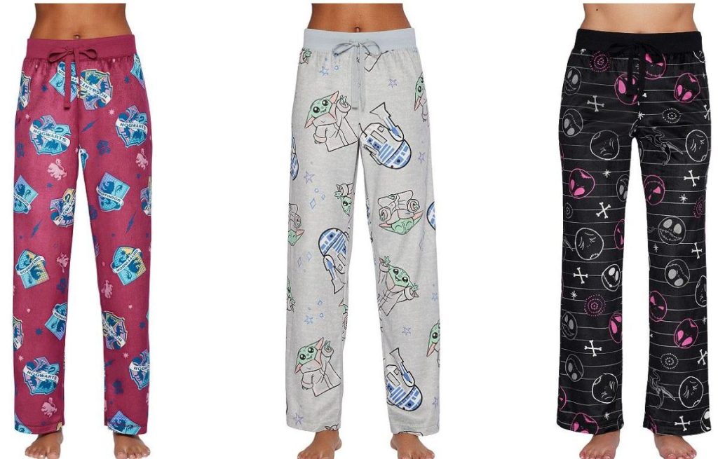 3 stock images of Character themed pajama pants for juniors