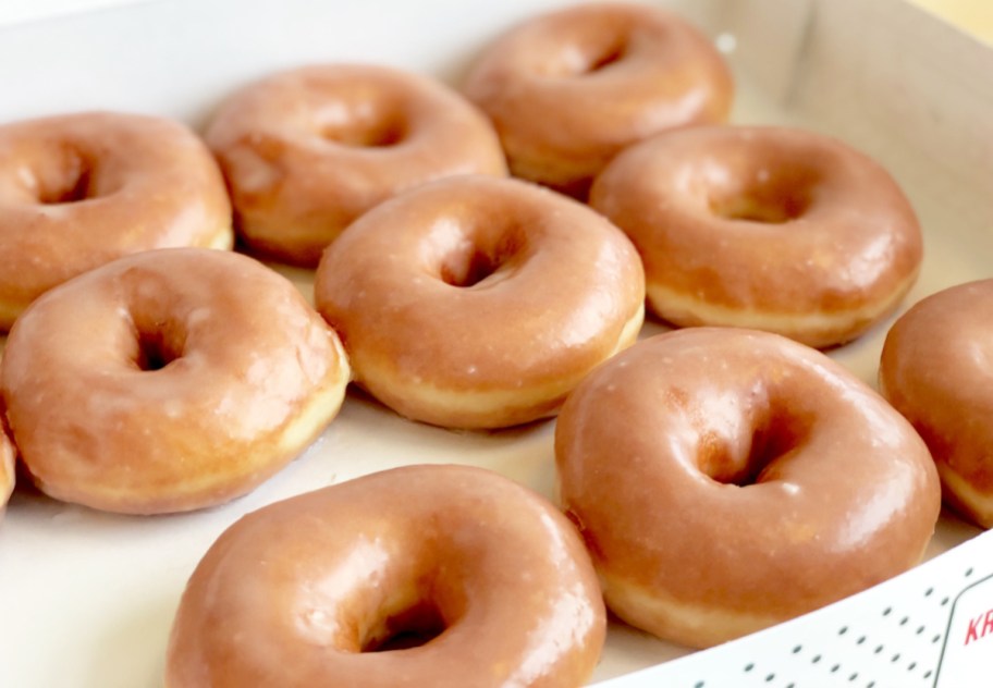 a dozen original glazed doughnuts from krispy kreme