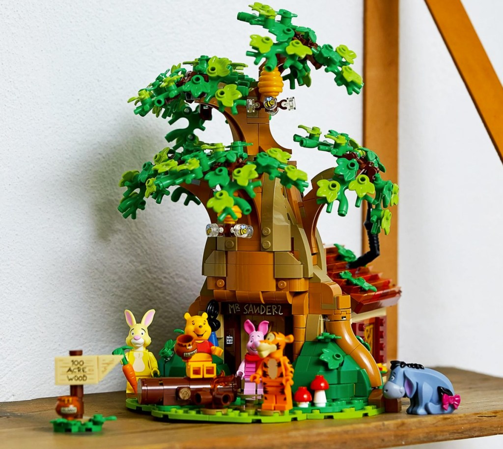 LEGO Ideas Disney Winnie the Pooh Building Set on wood shelf