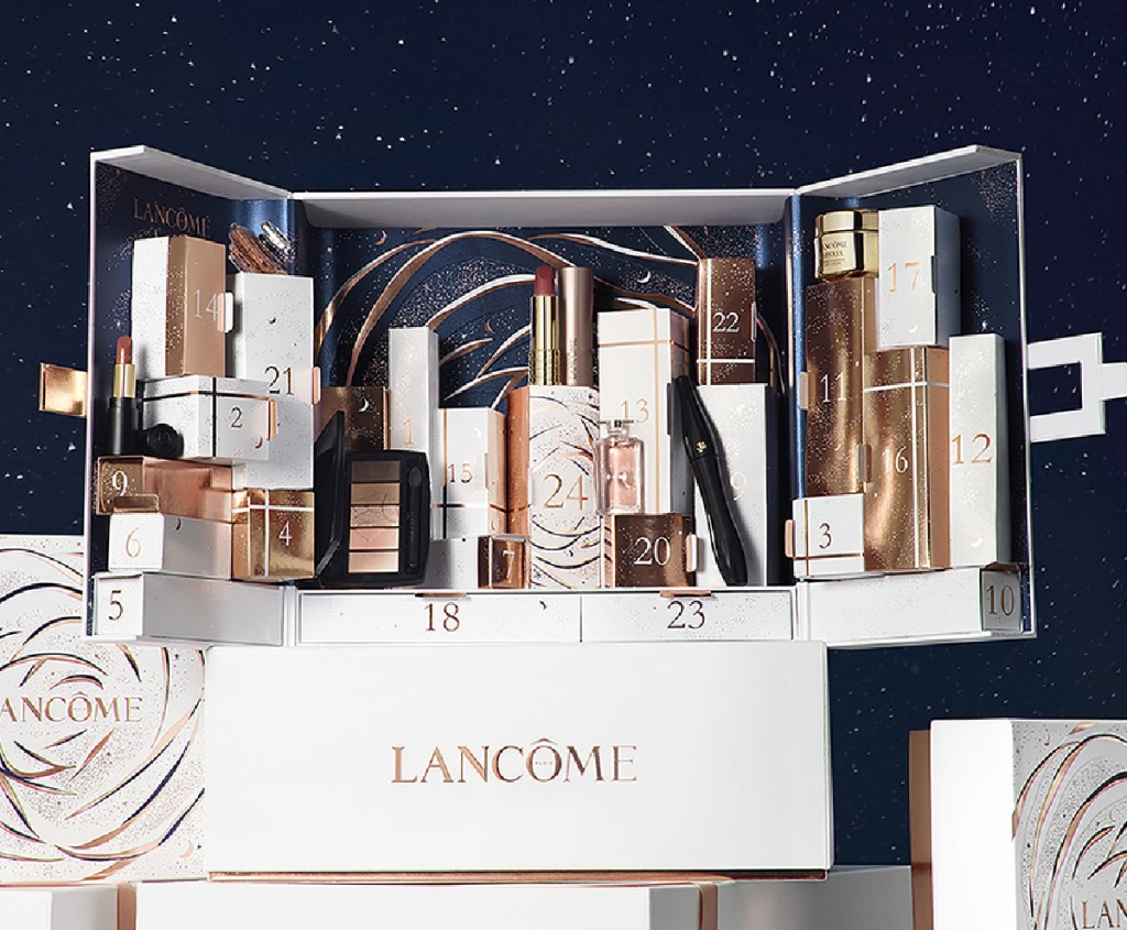 Lancome advent calendar with items displayed