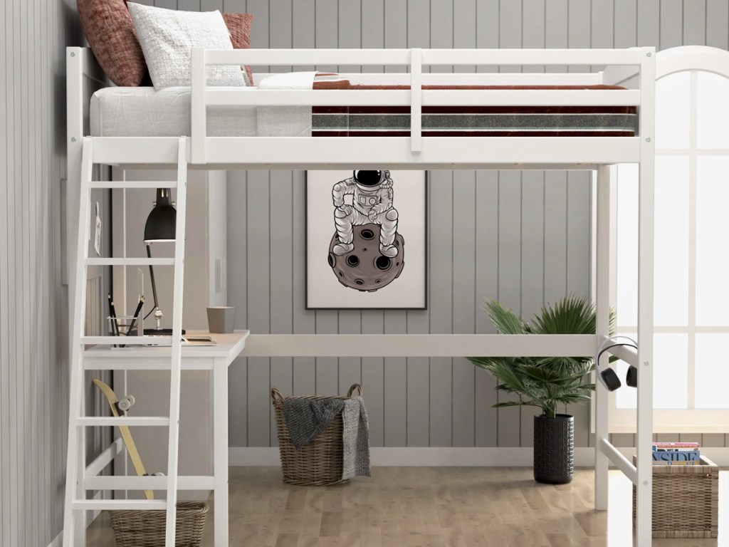 Living-Essentials-by-Hillsdale-Alexis-Wood-Arch-Twin-Loft-Bed خصم يصل إلى 65% على تصفية أثاث وول مارت |  حامل تلفزيون مدفأة تم شحنه بمبلغ 138 دولارًا فقط