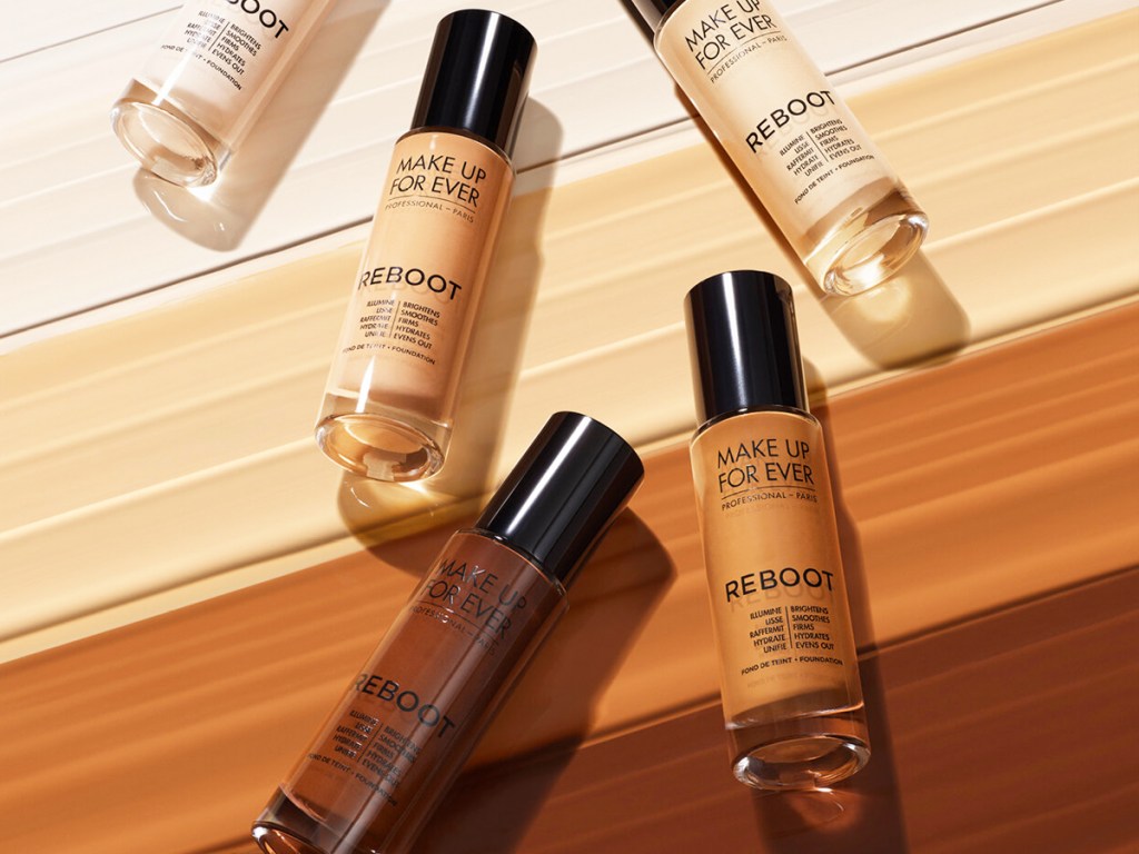 multiple shades of MAKE UP FOR EVER Reboot Active Care Revitalizing Foundation