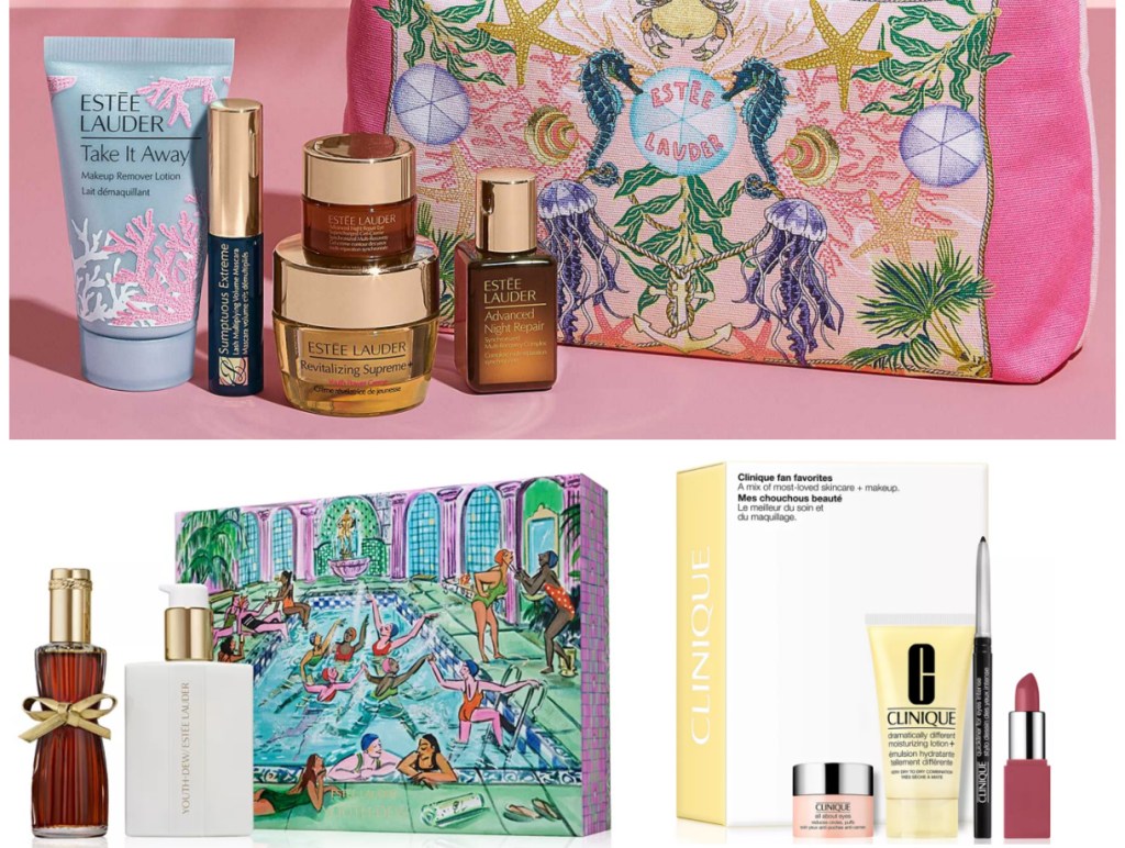 Estée Lauder and Clinique, beauty items, creams, and perfumes