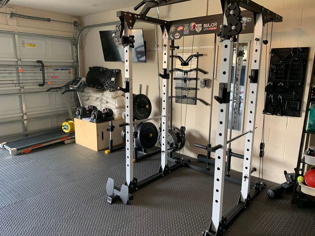 Major Fitness Power Cage in a garage