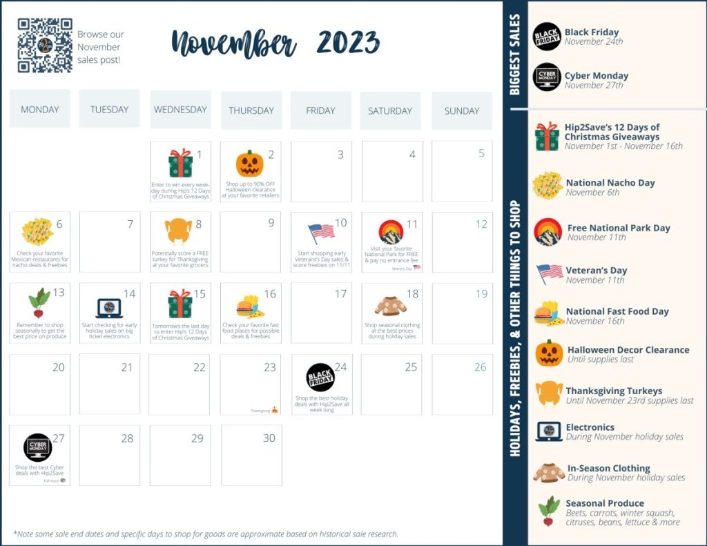 november calendar printable with best sales and deals