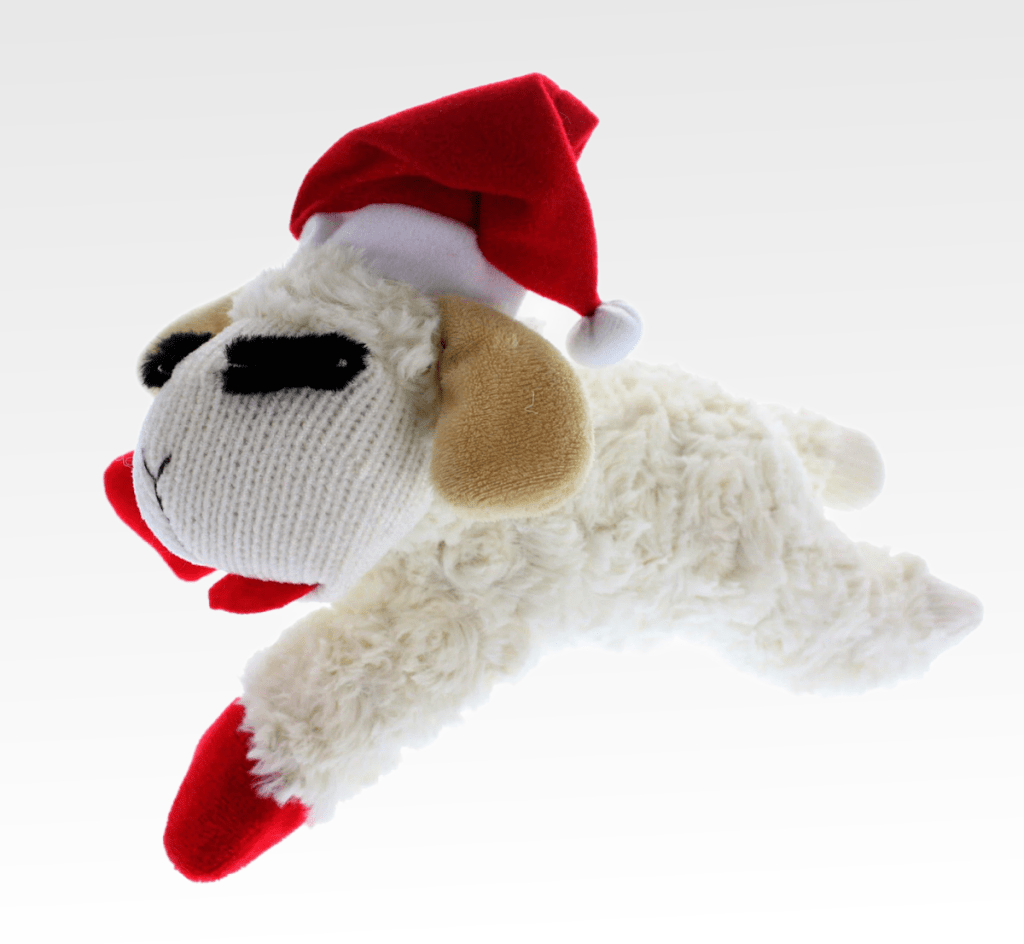 A stuffed lampchop dog toy from Multipet