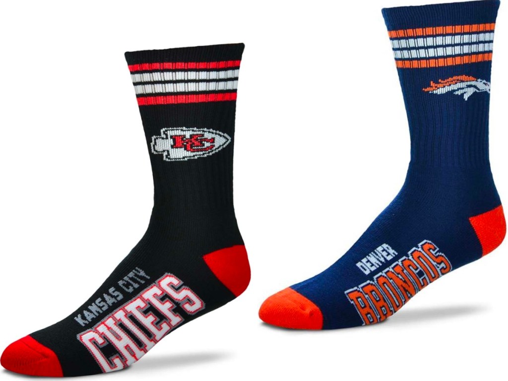 For Bare Feet Chiefs and Broncos NFL Socks