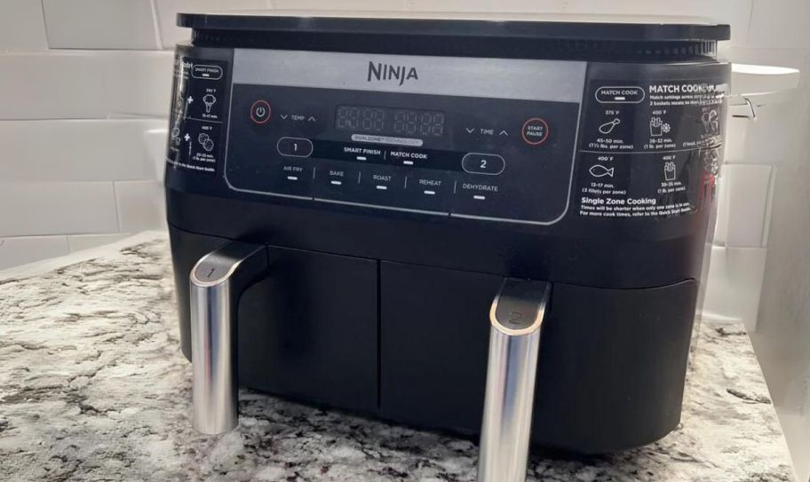 a Ninja Foodi air fryer on a kitchen counter