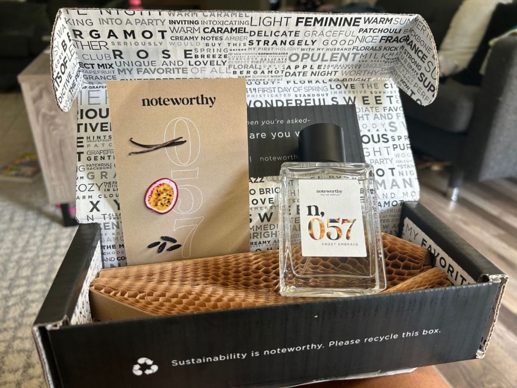 Noteworthy box with perfume bottle