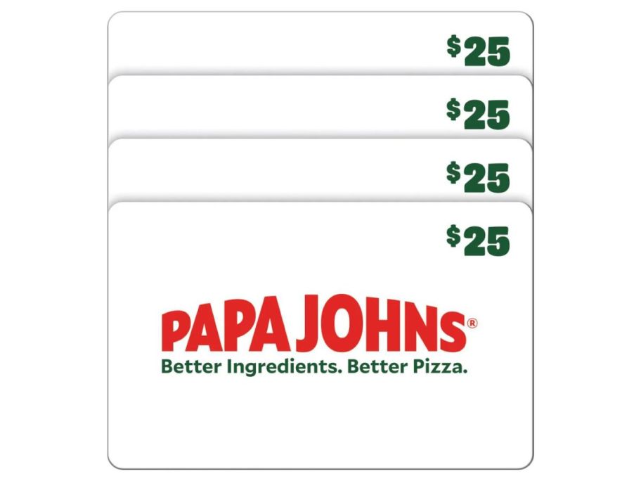 Papa Johns Four $25 eGift Cards ($100 Value) stock image