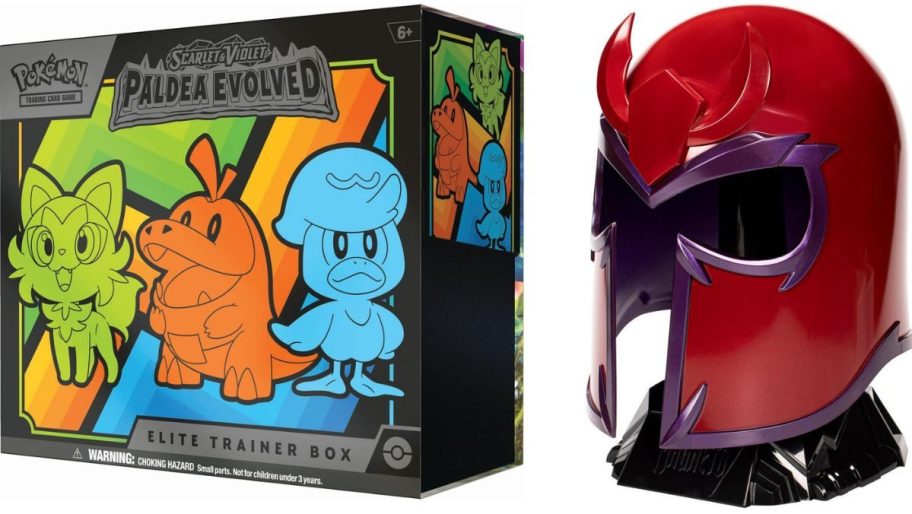 Pokemom Elite Trainer Box and X-Men Helmet