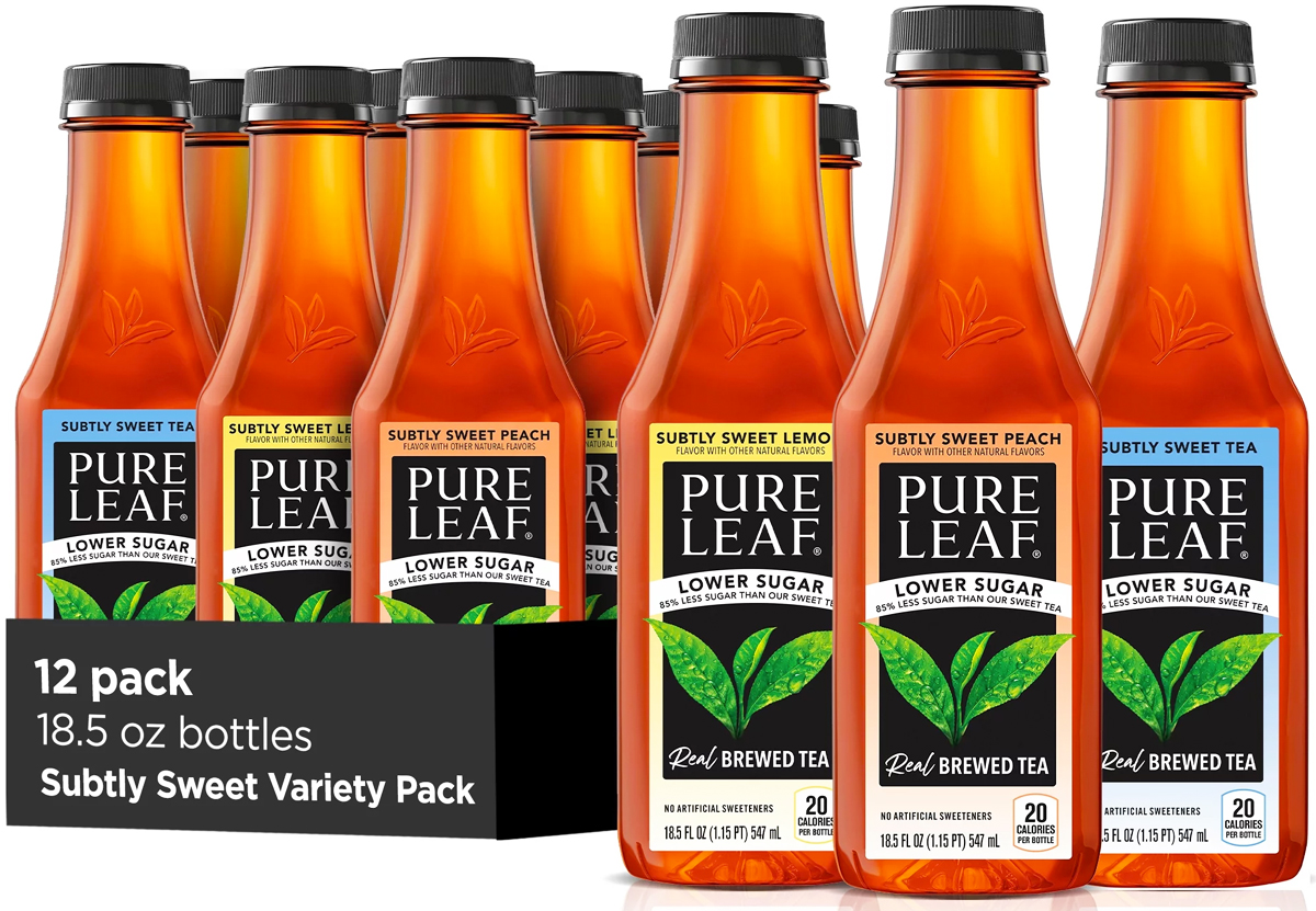 variety pack of bottled pure leaf teas