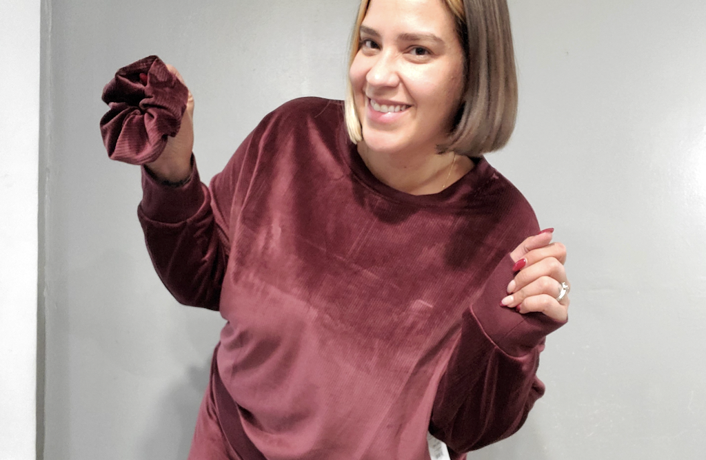 Rachel wearing Joyspun pajama set