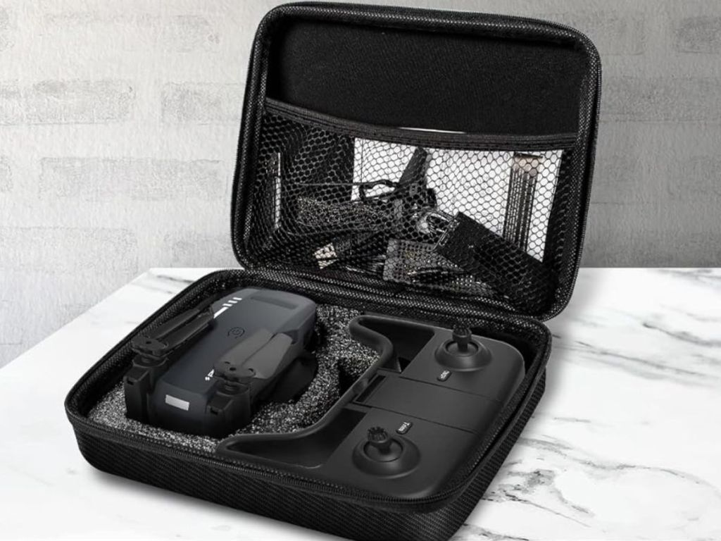 A radclo drone folded in the case