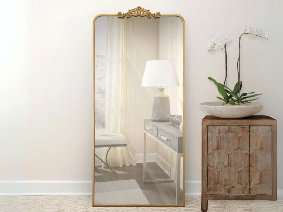 Ravena Floor Mirror in bedroom