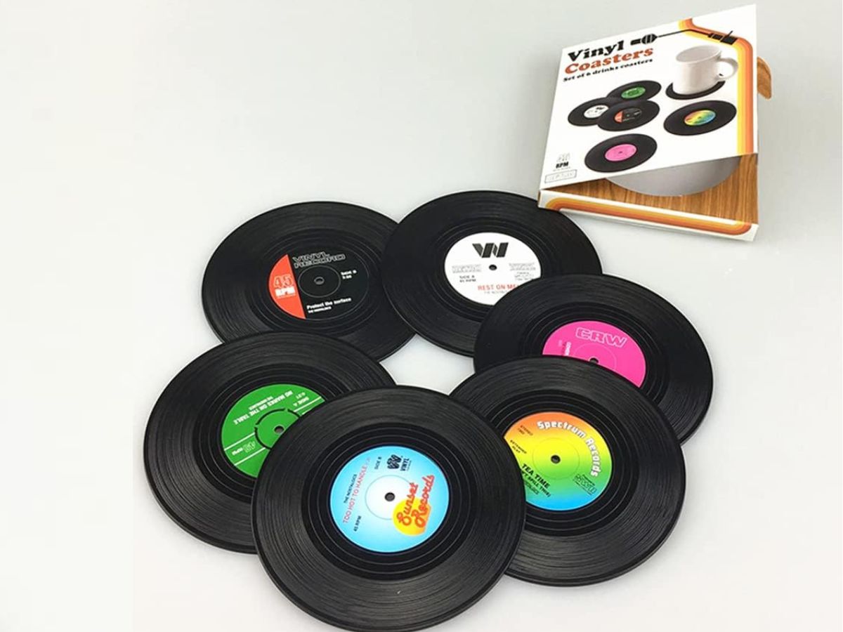 record coasters and package