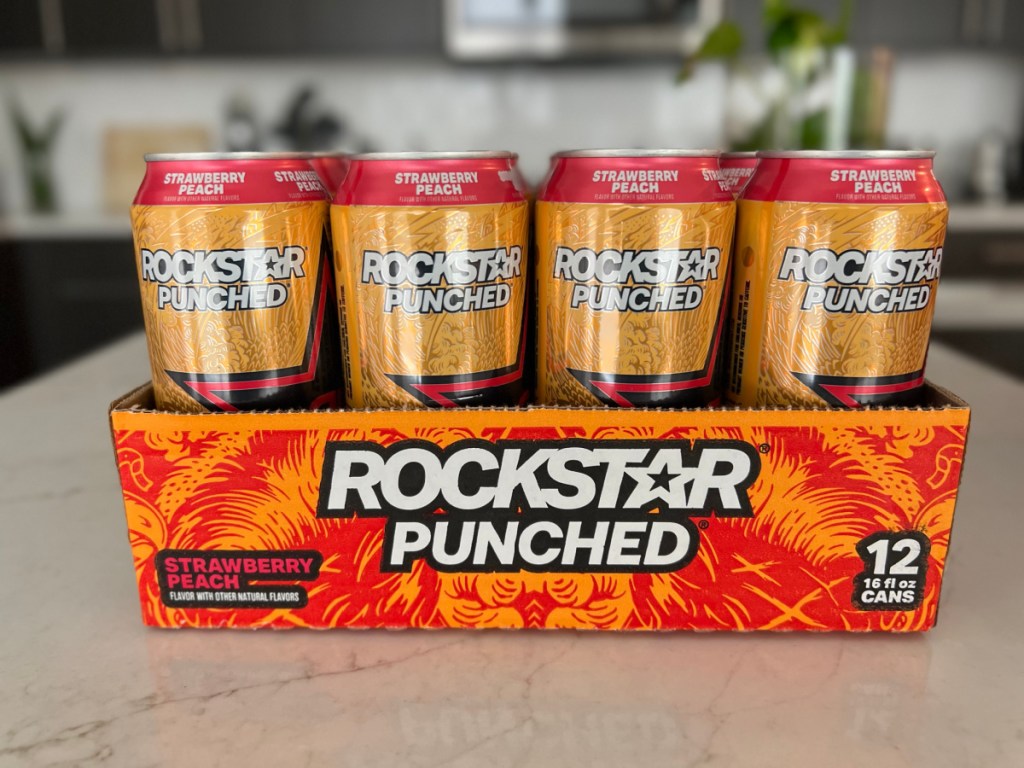 12 pack Rockstar Punched Drinks Strawberry Peach