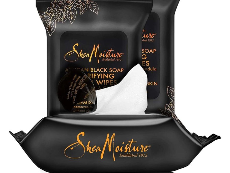 3 packages of SheaMoisture Clarifying Facial Wipes African Black Soap