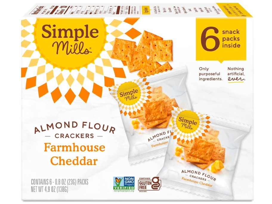 Simple Mills Almond Flour Crackers, Farmhouse Cheddar Snack Packs