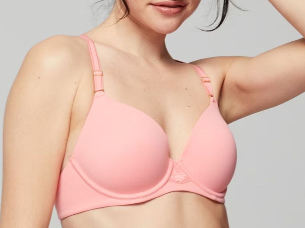 Woman wearing a Soma Signature Lace Perfect Coverage Bra