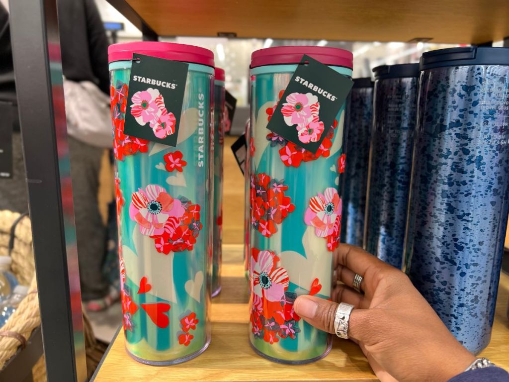 Starbucks Pink and Red Floral Tumbler 