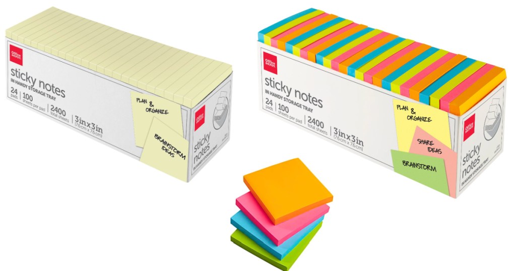 Sticky Note Bulk Packs in yellow and neon
