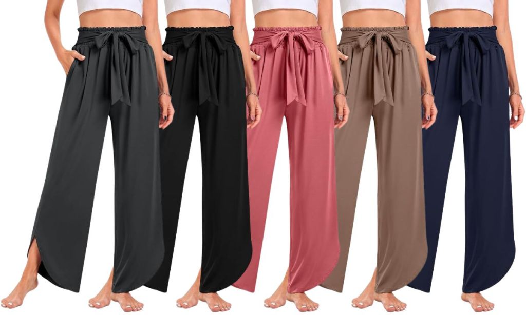 TARSE Women's Wide Leg Yoga Pant stock image of models wearing pants in available colors