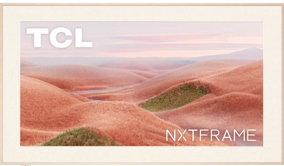 TCL Class NXTFRAME TV 4K QLED Smart Frame TV stock image