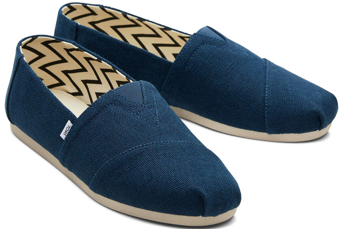 pair of blue toms shoes