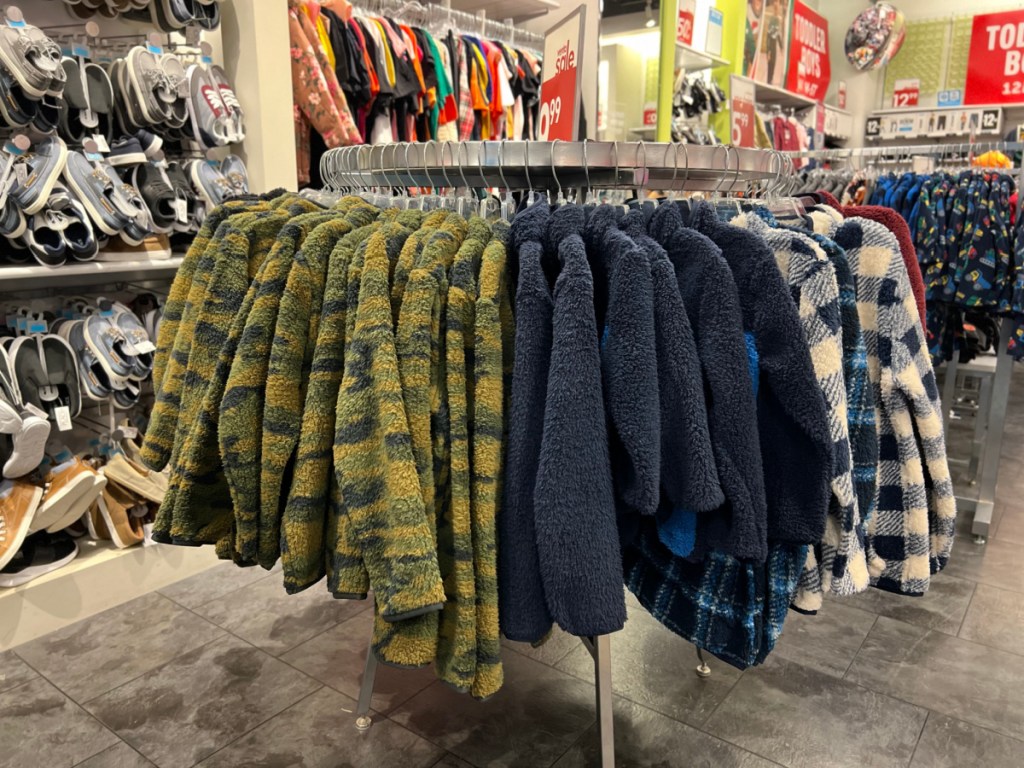 store display of The Childrens Place Boys Sherpa jackets