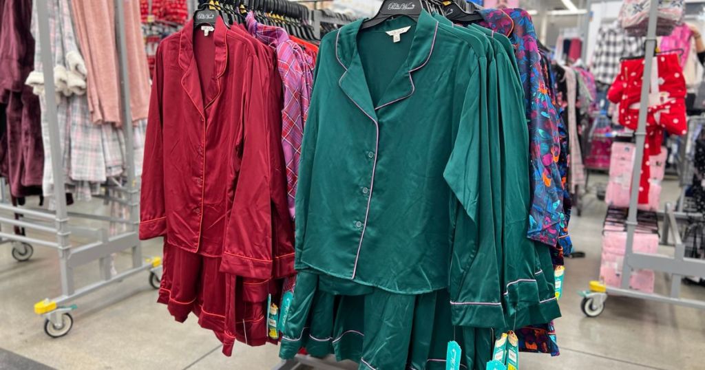 Racks of the Pioneer Woman satin pajamas at Walmart