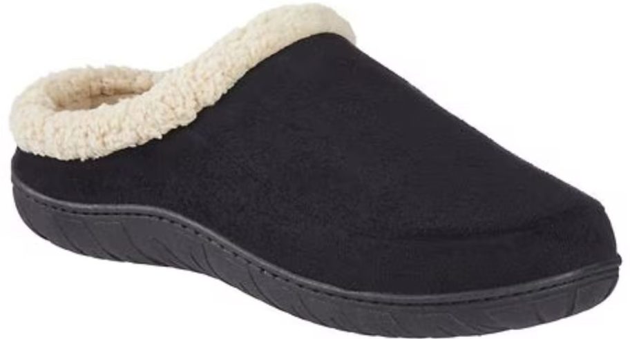 a mans black house slipper stock image