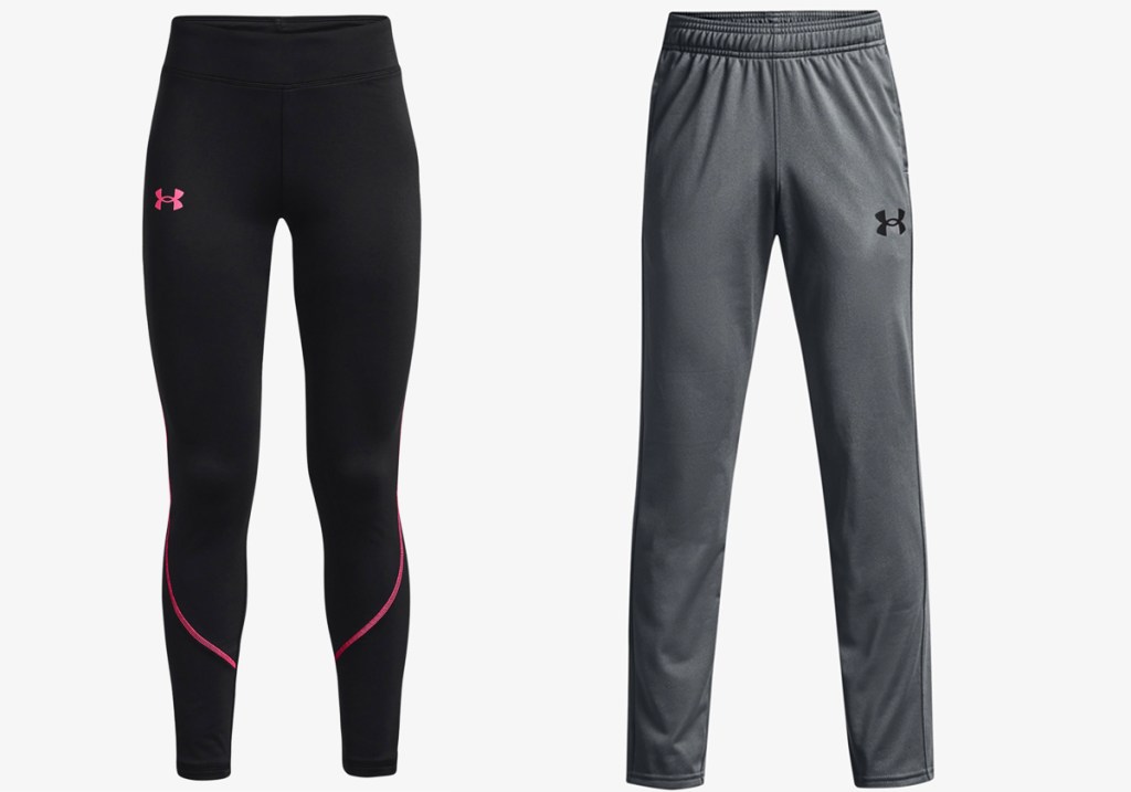 black leggings and grey sweatpants