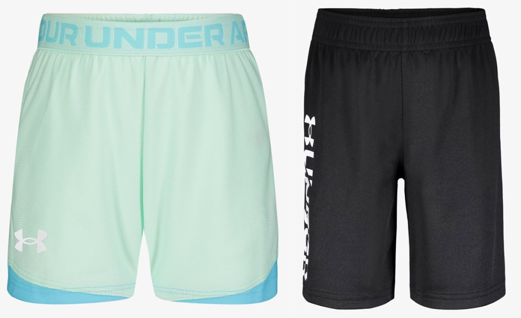 light green and black under armour shorts