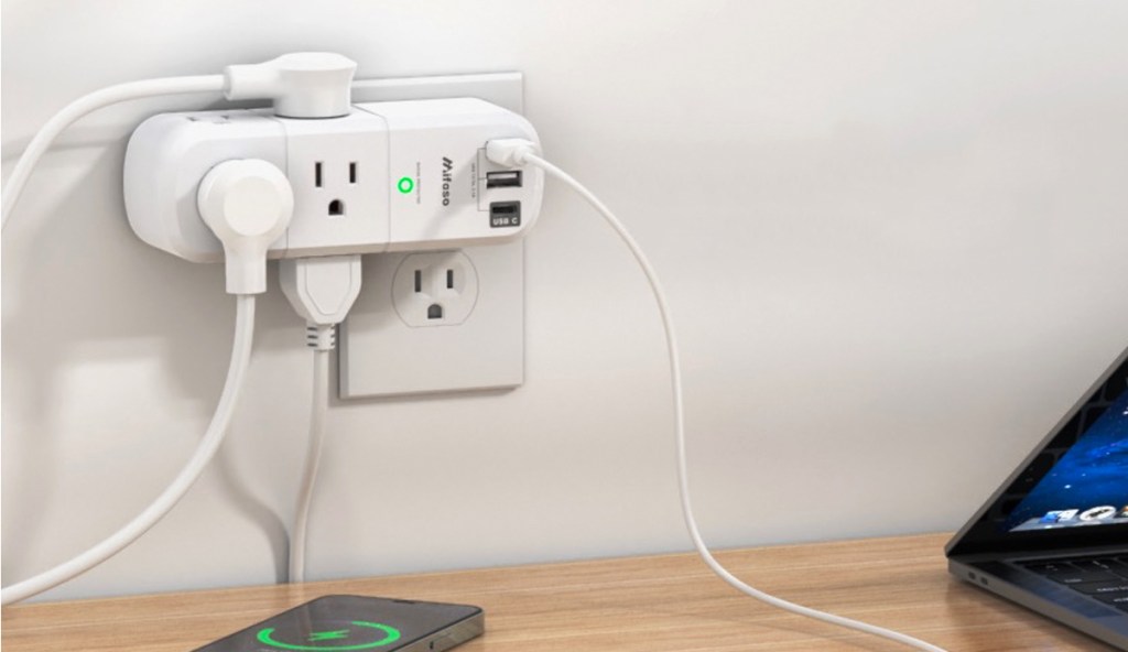 USB Outlet Extender Surge Protector 