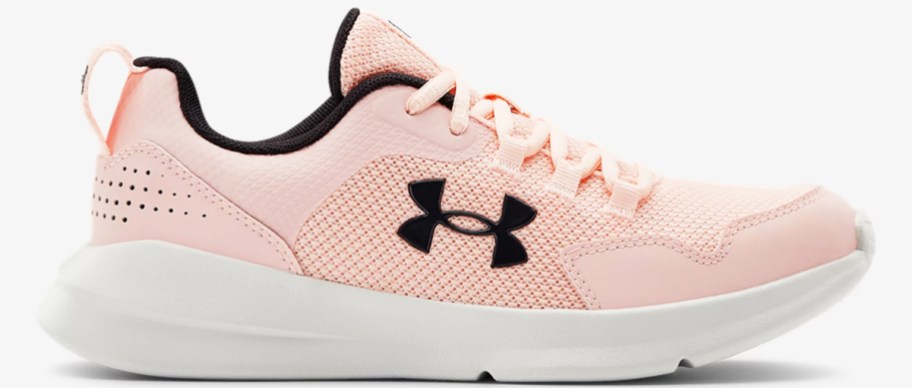 light pink and black under armour running shoe