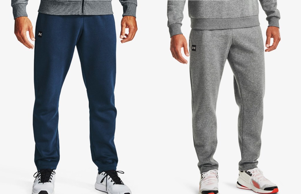 two men in blue and grey sweatpants