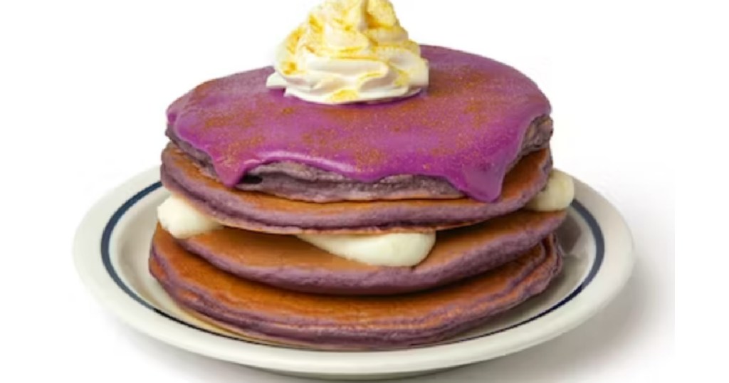 stack of ihop Wonka Purple Pancakes