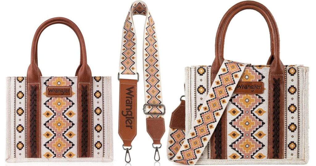 Wrangle aztec tote bag with strap