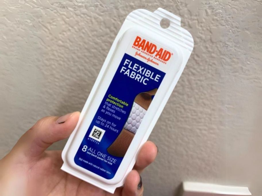 band-aid 8 count being held up against wall