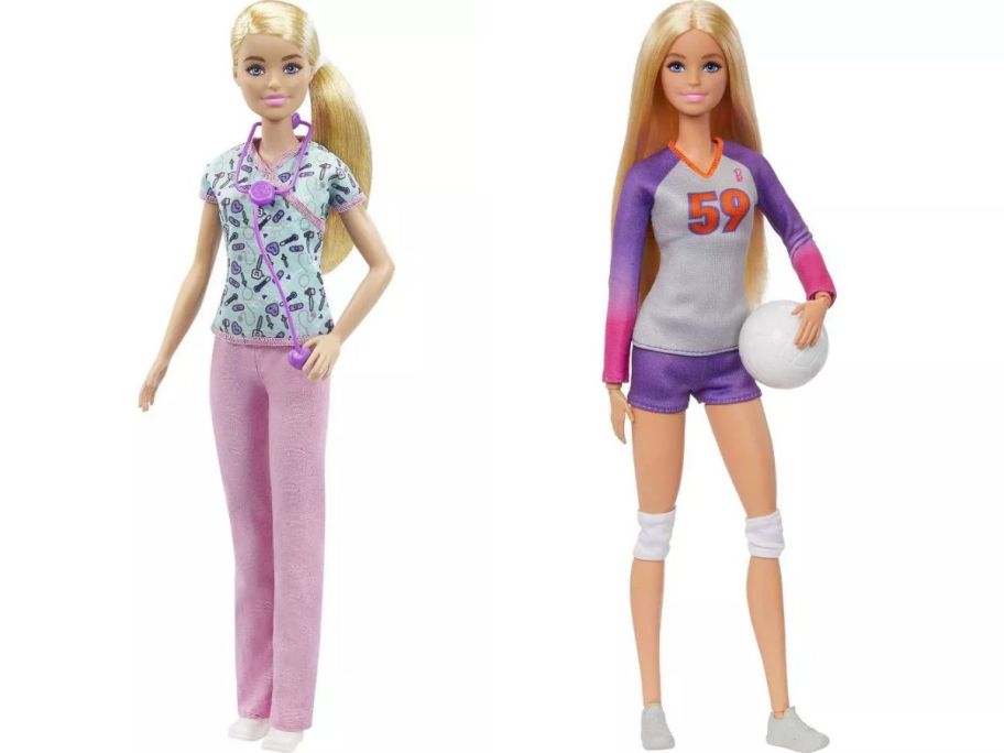 barbie nurse and volleyball player stock images