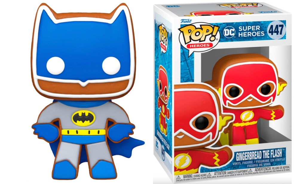 batman and flash gingerbread funko pop figures